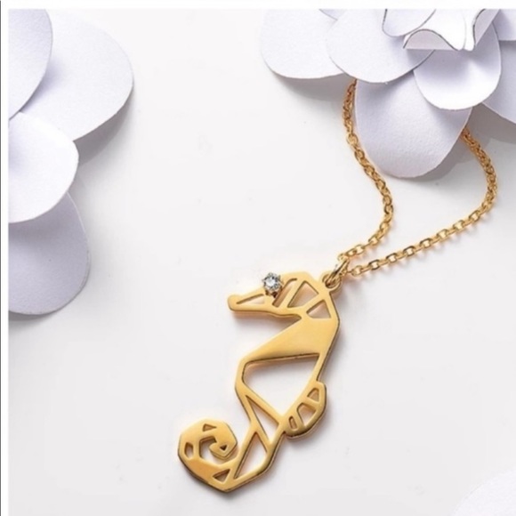 SALE✨Gold Seahorse necklace Origami style crys… - Picture 2 of 3